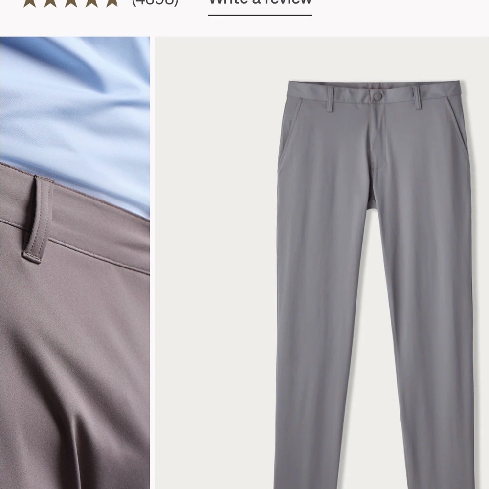RHÔNE Commuter Pant Slim - Men's Lightweight Stretch Dress Pants - Gray